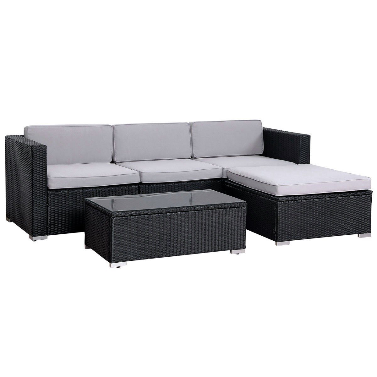 SVITA Loungeset CALIFORNIA, (Gartenlounge, 5-tlg., Poly-Rattan), Ecksofa, Bezüge abnehmbar, Wetterfest, UV-Lichtbeständig
