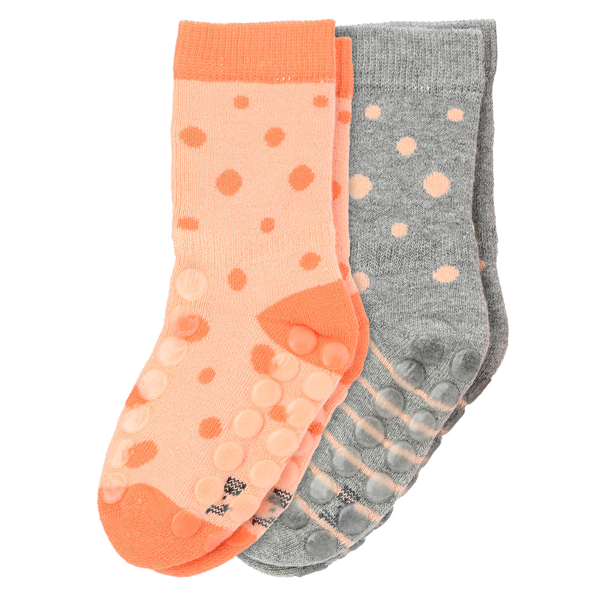 2 Paar Baby Krabbelsocken mit Punkte-Allover