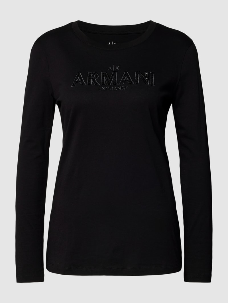 Longsleeve mit Label-Stitching in schwarz