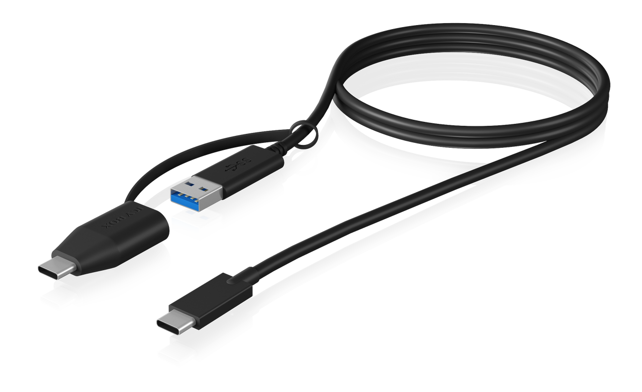 ICY BOX IB-CB034, USB-C zu USB-A Kabel   USB-A zu USB-C Adapter, 100 cm, USB 3.2 (Gen 2) 10 Gbit/s, schwarz