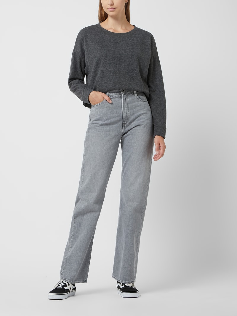 Sweatshirt mit Fischgrat-Dessin in schwarz