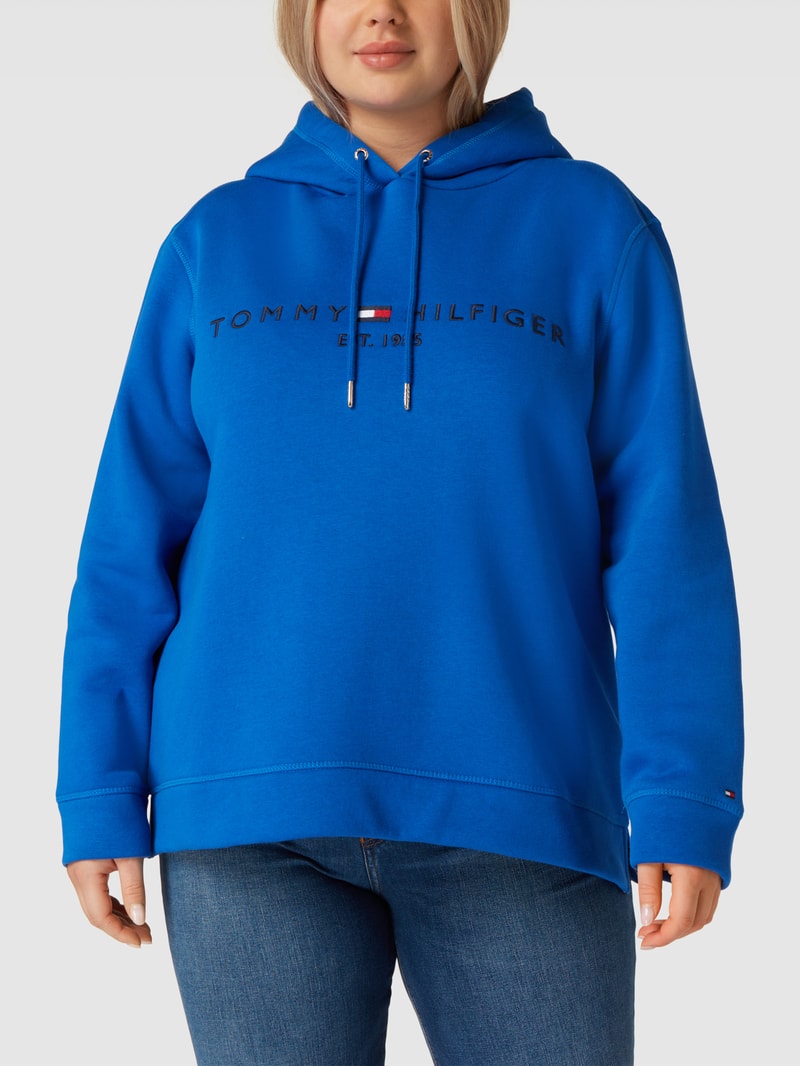PLUS SIZE Hoodie mit Label-Stitching in royalblau