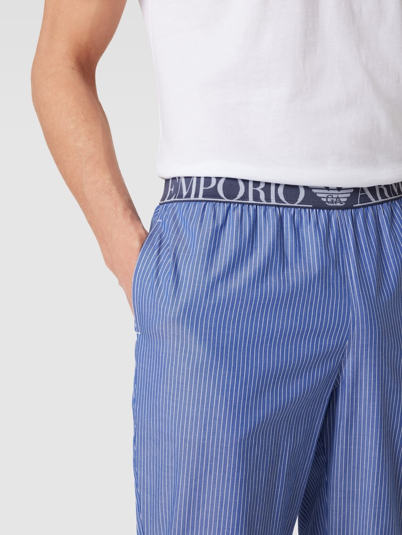 Pyjama-Hose mit Label-Details Modell 'YARN' in blau