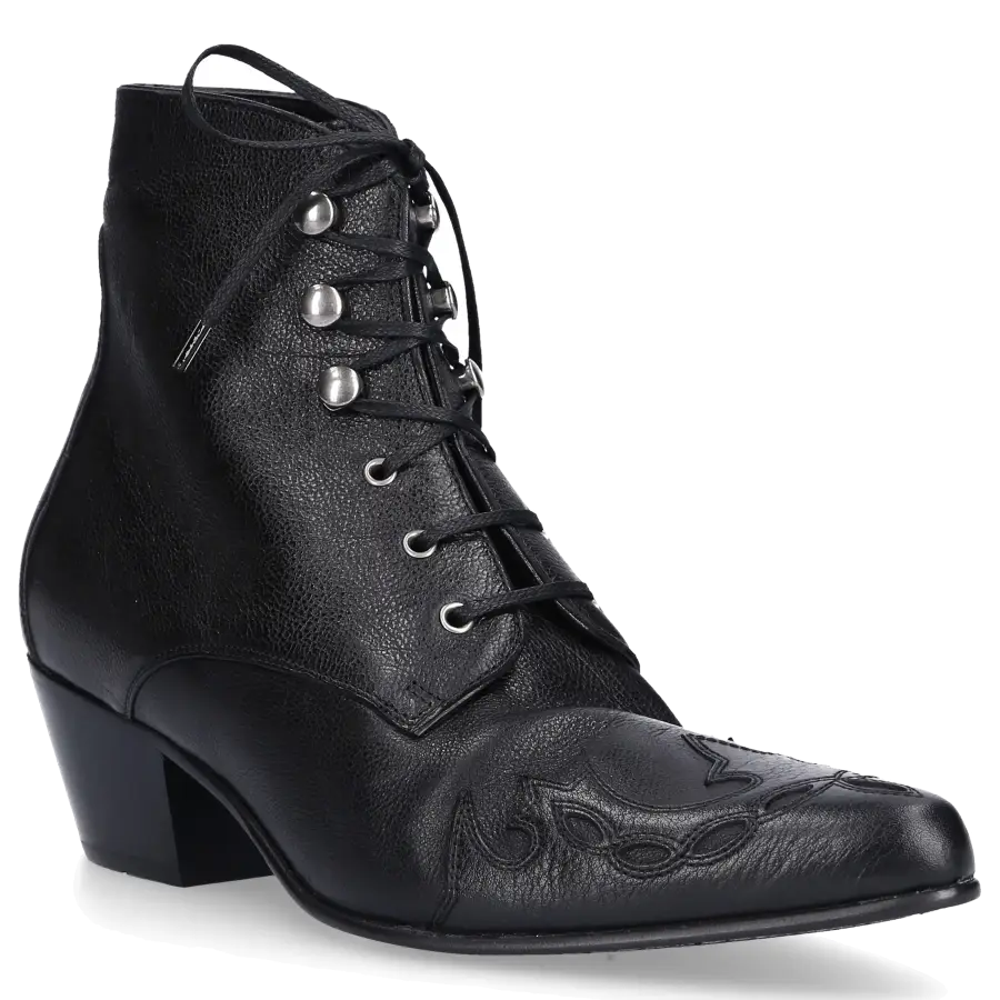 Saint Laurent - Stiefeletten REBECCA 60 Kalbsleder Logo Stickerei schwarz - schwarz