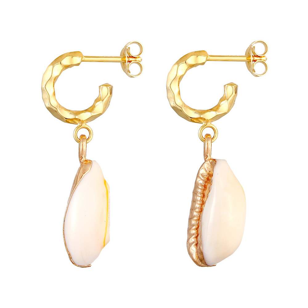 Elli Elli Boucles d'Oreilles Créoles Coquillage Kauri Plage Été Trend Maritime Boucles Boucles d'oreilles