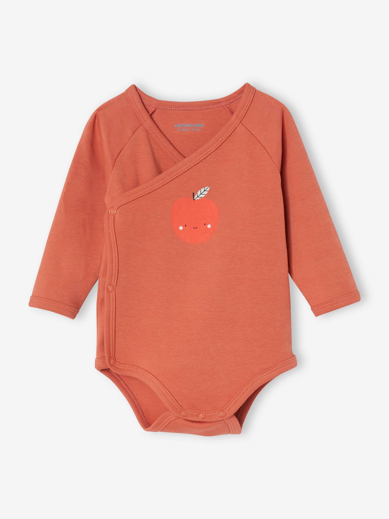 Lot de 5 bodies manches longues bébé ouverture naissance lot orange grisé