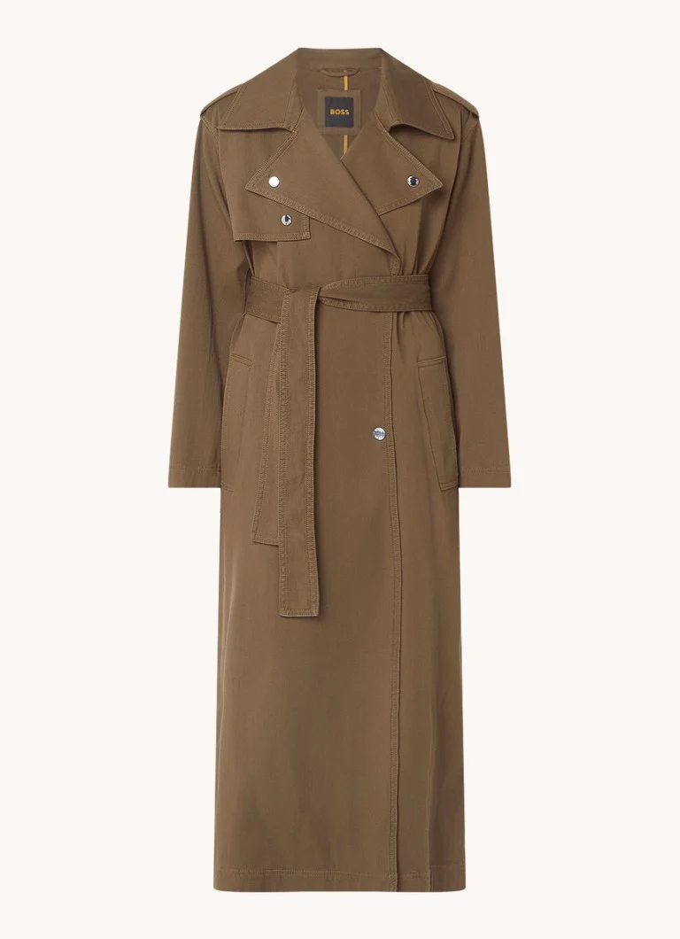 HUGO BOSS Colilong double-breasted trench coat in lyocell blend with tie belt