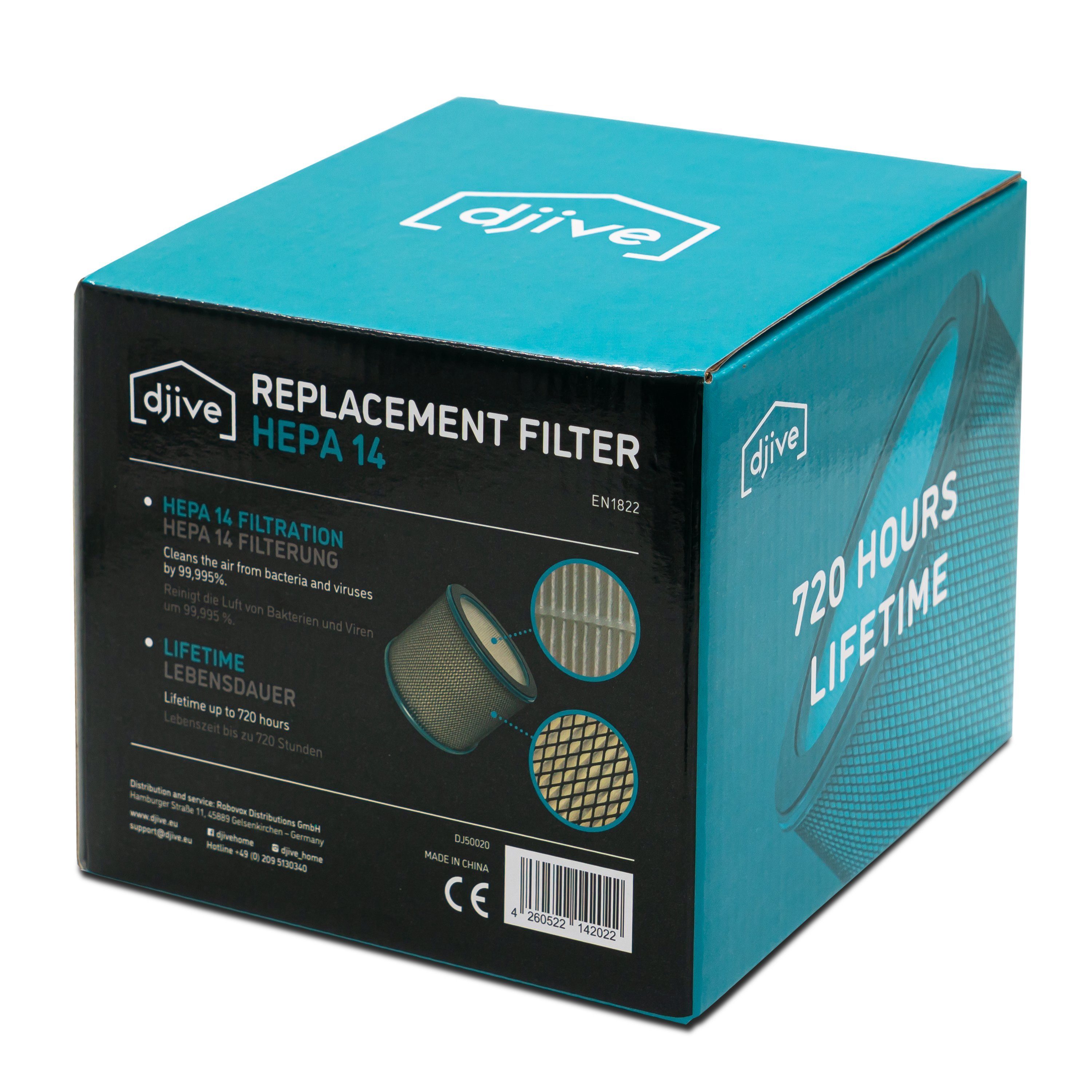 djive HEPA-Filter H14, Zubehör für djive Flowmate ARC Heater Luftreiniger, Ventilator und Heizlüfter, Ersatz-HEPA 14 filtert bis zu 99,995% der Pollen uvm. aus der Luft