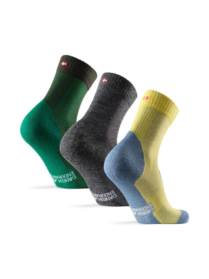 DANISH ENDURANCE Socken Merino Hiking Light in yellow/grey/green günstig kaufen