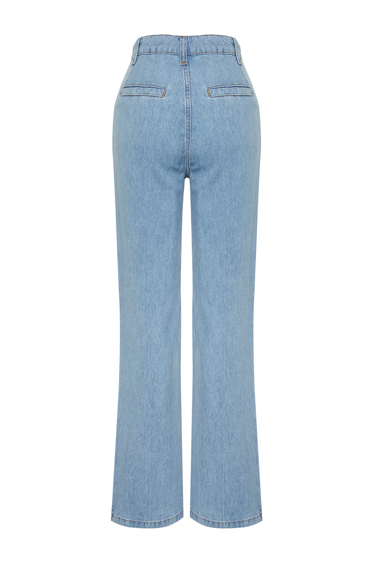 Trendyol Collection  Blaue Jeans mit hoher Taille und weitem Bein aus 100 % Tencel™ und Taschendetail TWOSS24JE00201