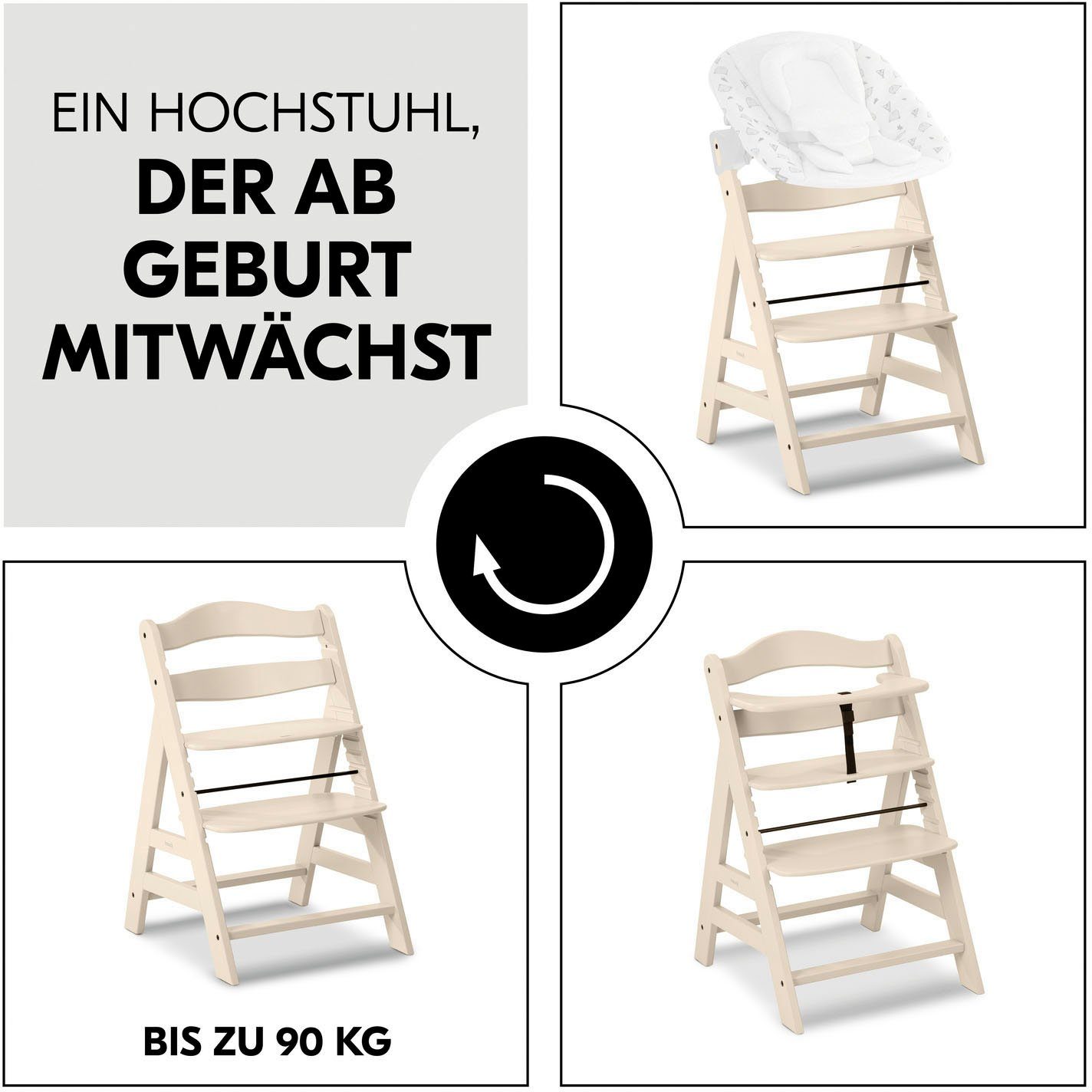 Hauck Hochstuhl Alpha+, Vanilla, FSC® - schützt Wald - weltweit