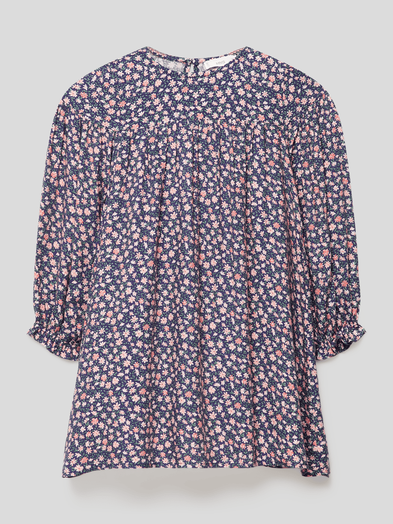 Kleid mit floralem Allover-Muster Modell 'DRESS MARTINA' in marineblau