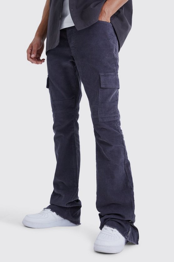 Tall Slim-Fit Cord-Cargohose mit Reißverschluss