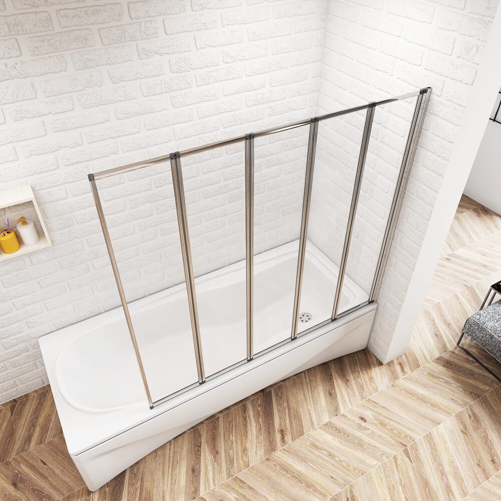 duschspa Badewannenaufsatz 120x140cm Faltwand Glaswand Duschwand auf Badewanne Badewannenaufsatz, Einscheibensicherheitsglas, Sicherheitsglas, (Set), Glas