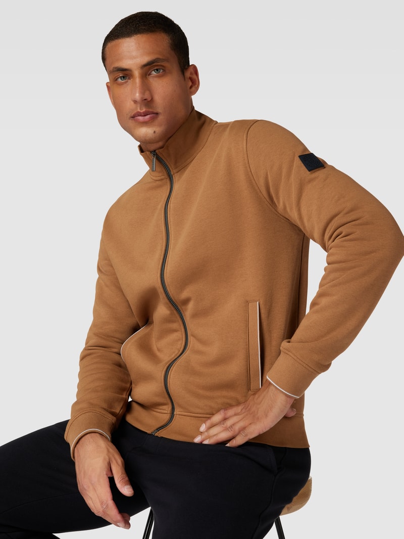 Sweatjacke mit Stehkragen in beige