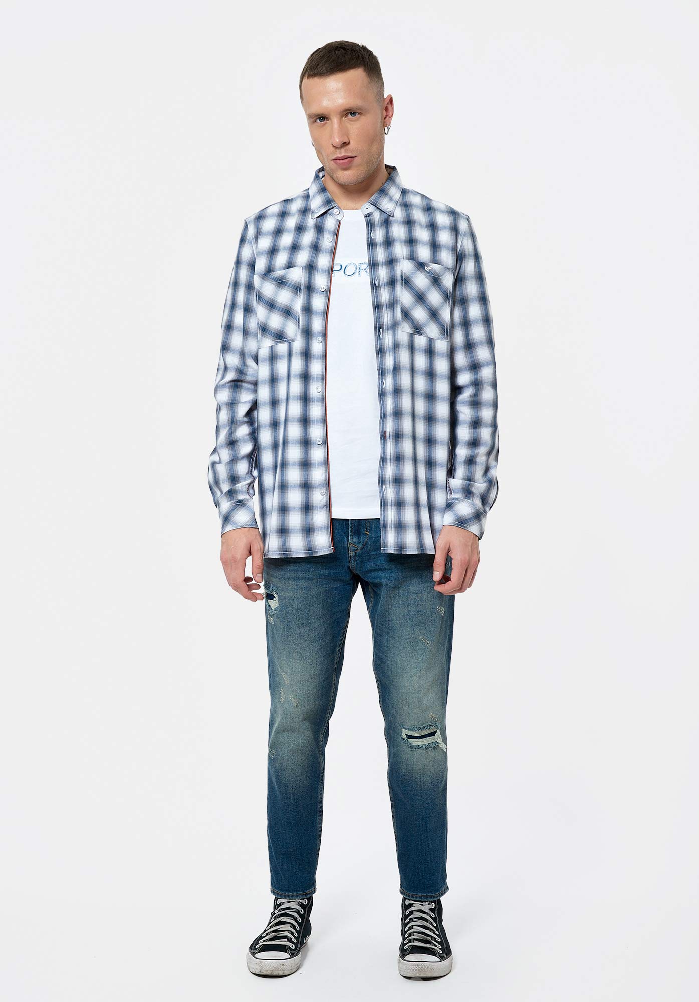 MALMO  Chemise bleue à carreaux Homme