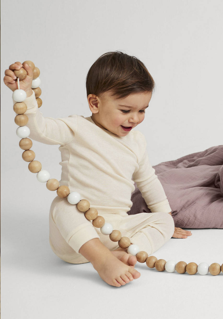 Pyjama aus Bio-Baumwolle mit Merinowolle und Seide