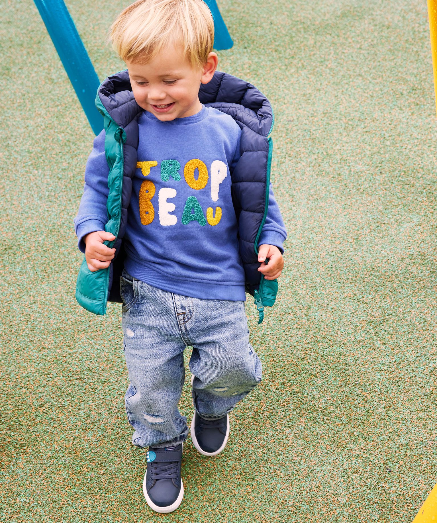 Blouson sans manches réversible à capuche bébé Garçon vert | GEMO