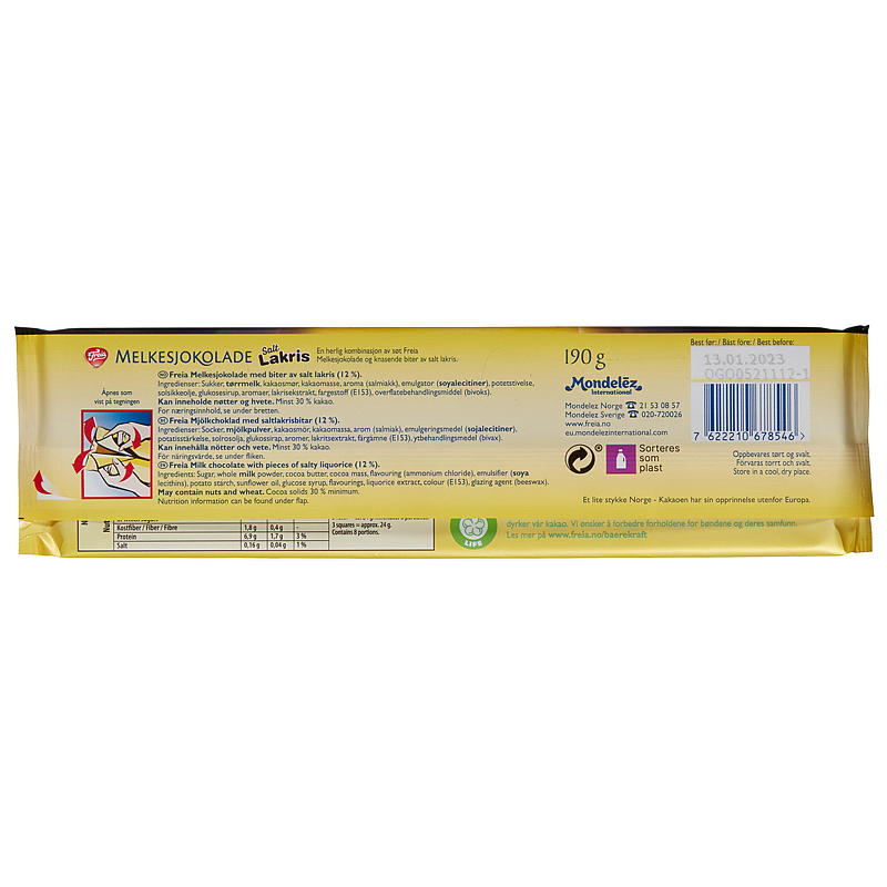 Freia Melkesjokolade 190 g m/lakris