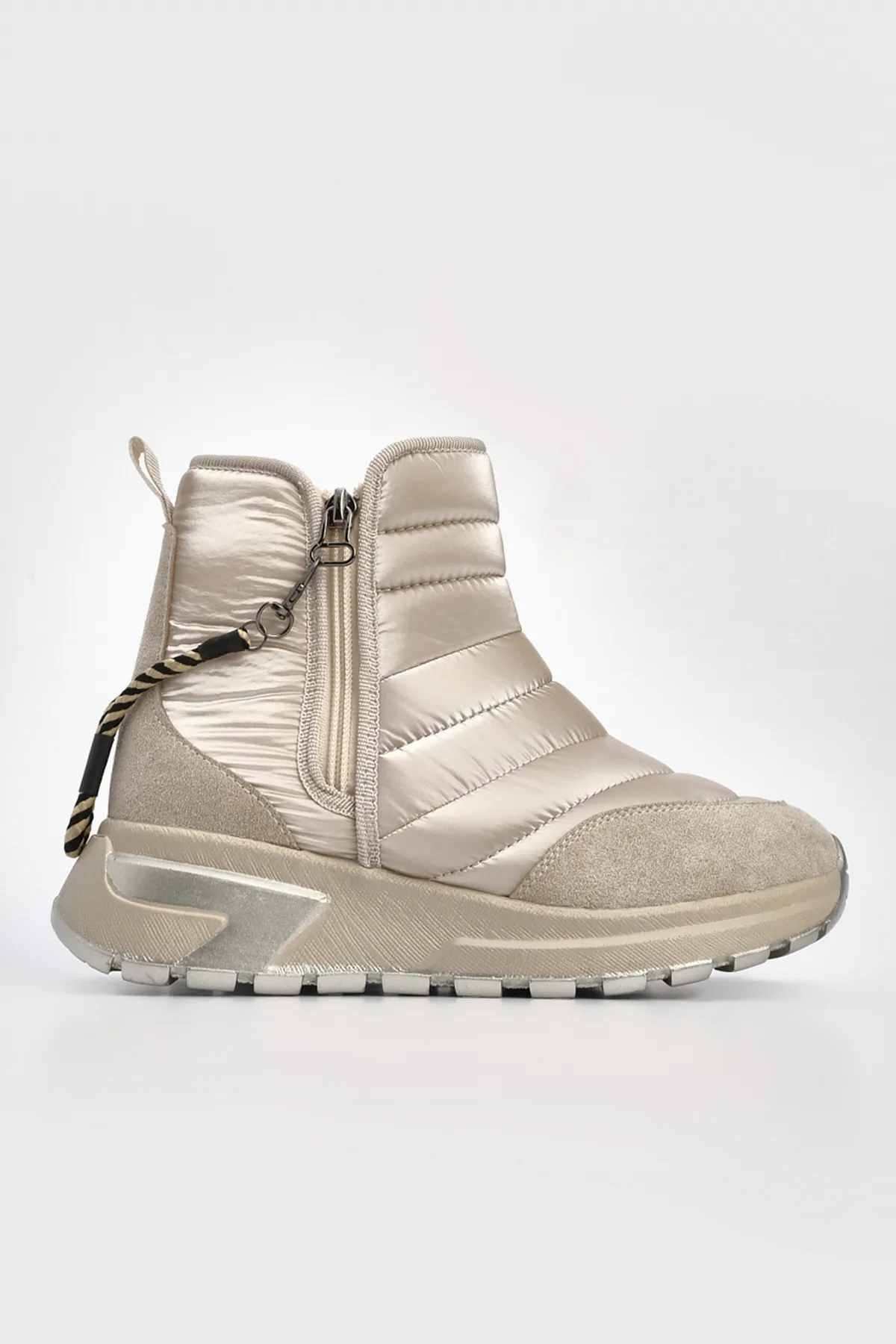Marjin  Sportstiefel für Damen mit dicker Sohle und Reißverschluss Felezya Beige