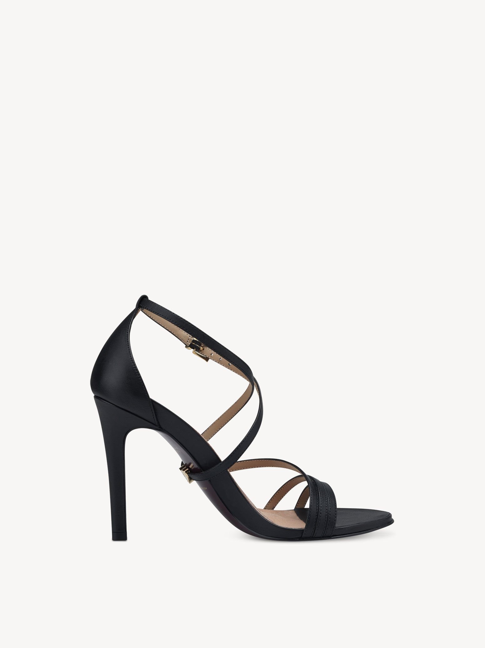 Sandale à talon en cuir - noir
