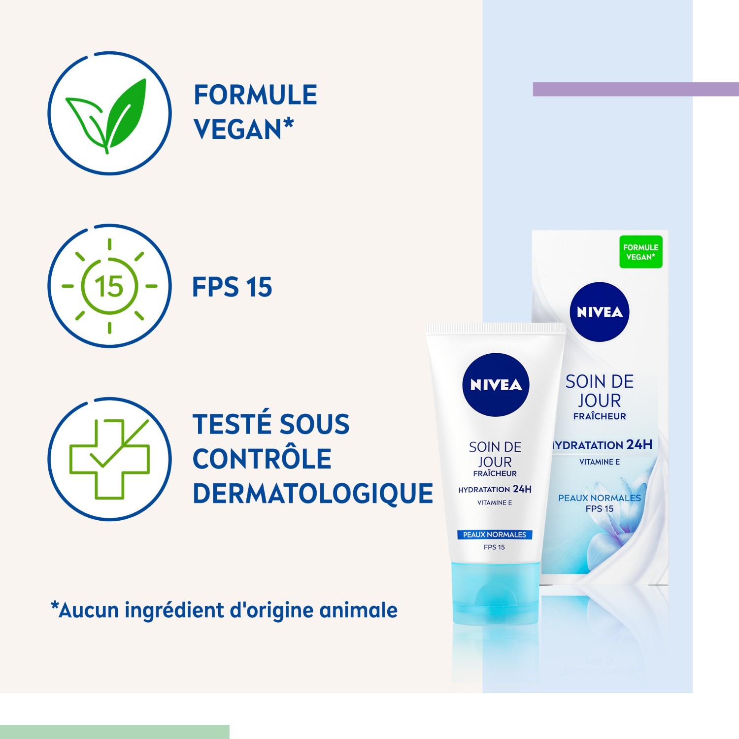 NIVEA 24H fuktighetsgivende frisk dagkrem med vitamin E SPF 15 for normal hud