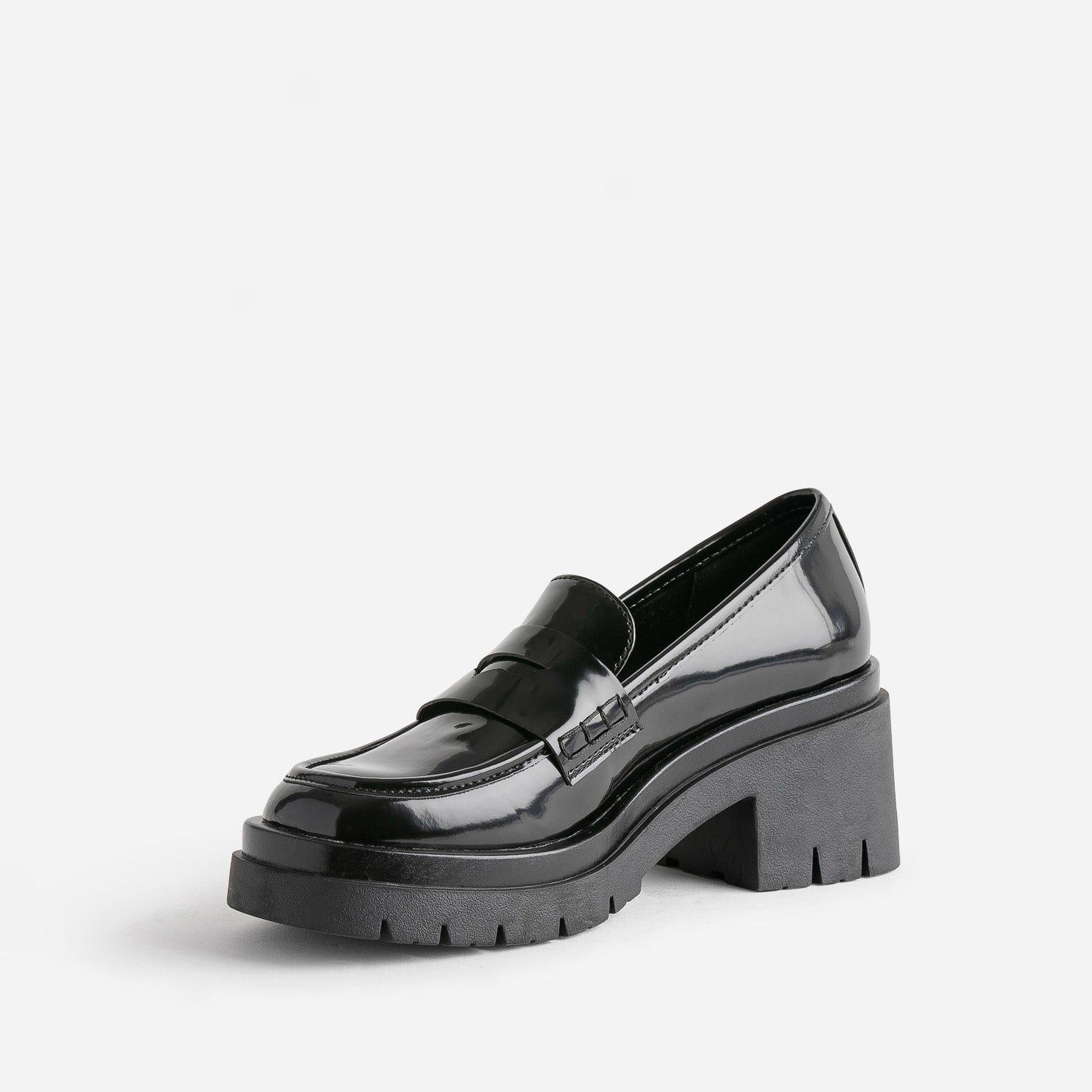 Mocassin TEXTO noir à talon cranté
