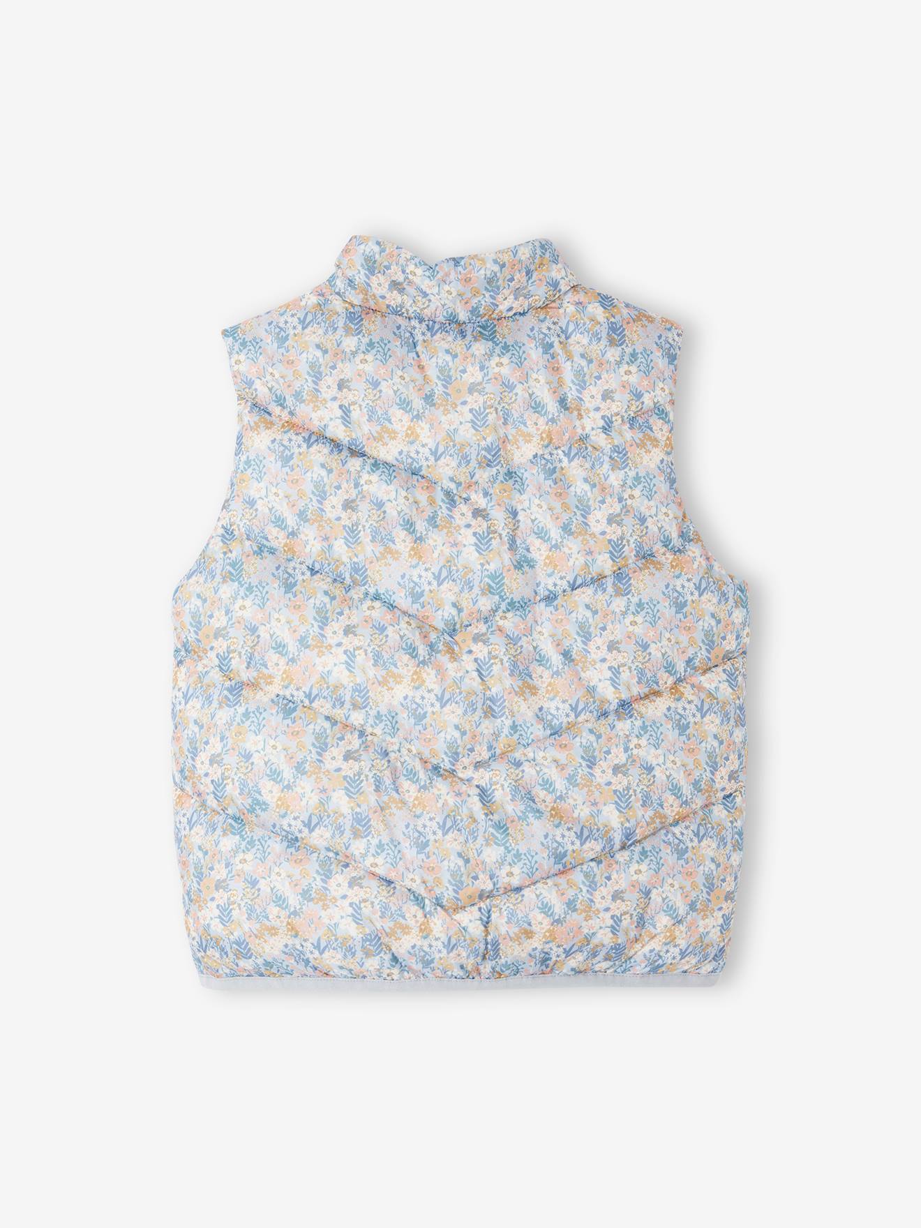 Vertbaudet Mädchen Weste im Colorblock-Style mit Recyclingmaterial - blau bedruckt