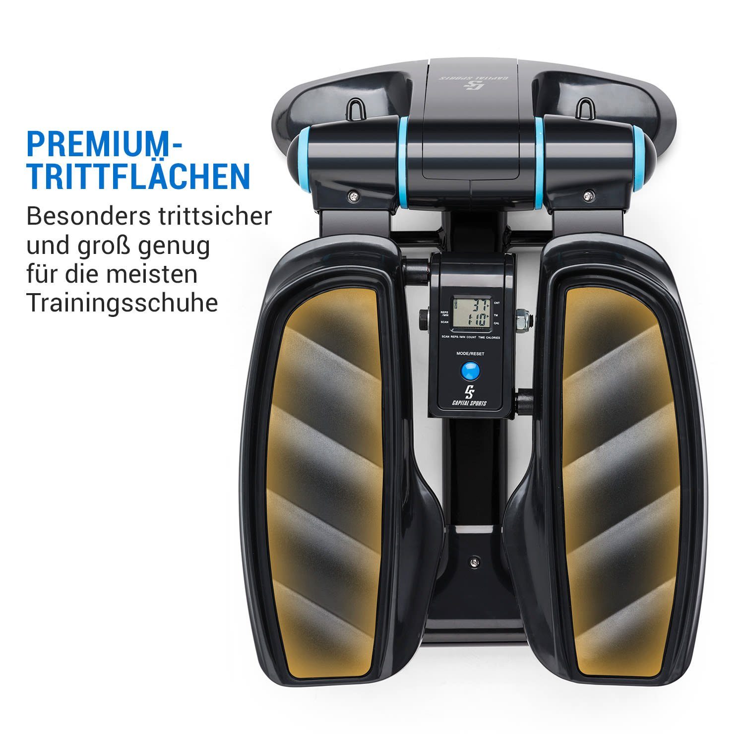 Capital Sports Stepper Galaxy Step Ministepper Premium-Trittflächen LCD-Display App blau, mit der App verbindbar