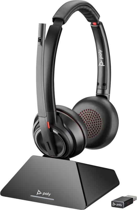 poly Savi Headset Kopfbügel Bluetooth Noise Cancelling mit Mikrofon Stereo 8220 Schwarz