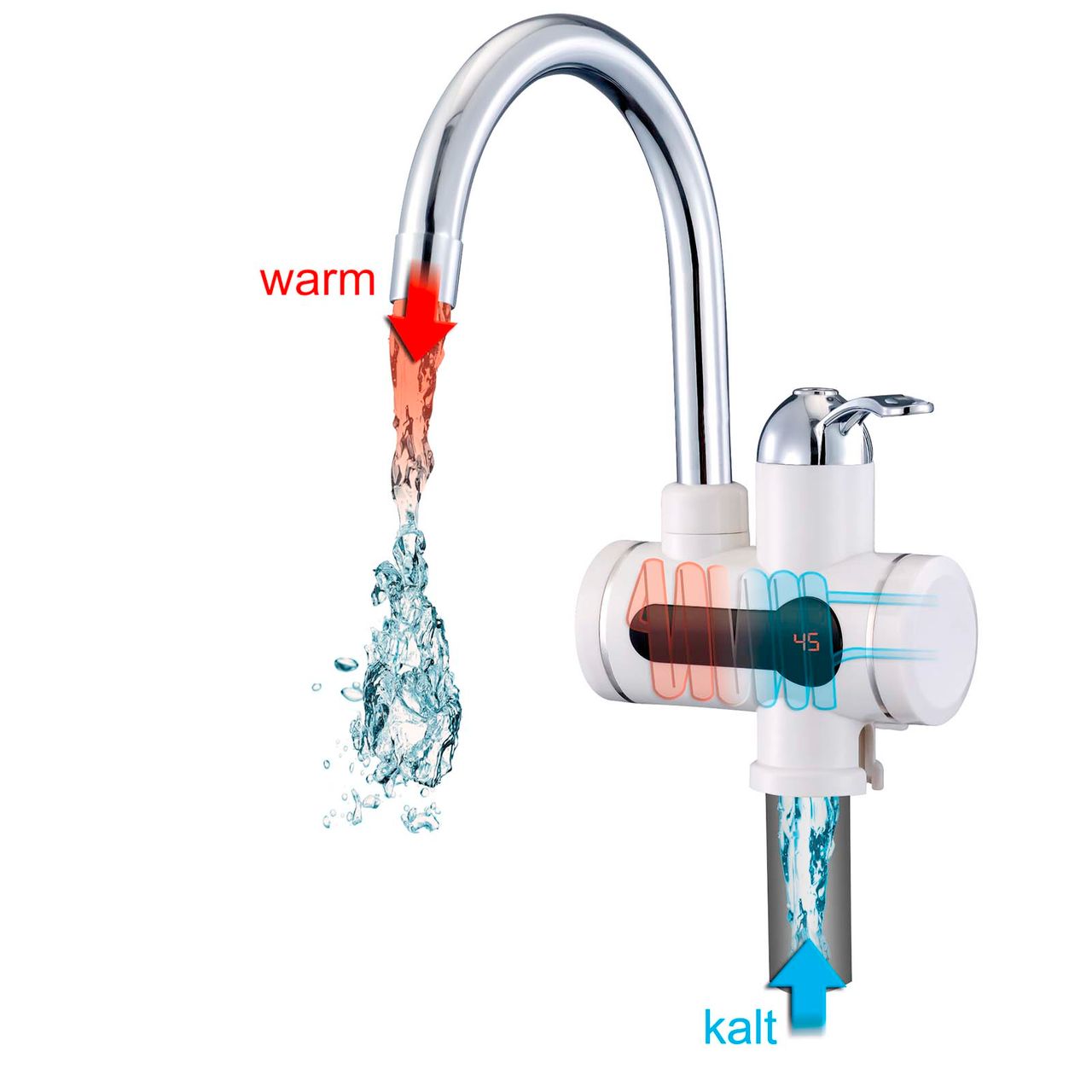 MAUK 2in1 Armatur-Durchlauferhitzer/ Wasserhahn Weiß