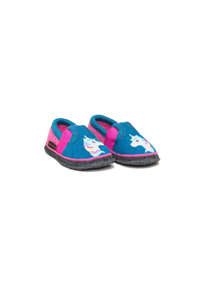 kitz-pichler Hausschuh Bobby Appl. Einhorn in arctic blue/lippstick günstig kaufen