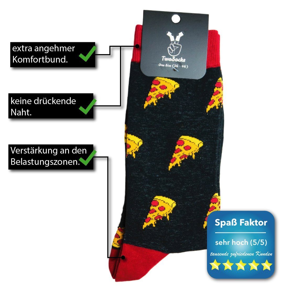 TwoSocks Freizeitsocken Pizza Socken lustige Socken Herren & Damen, Einheitsgröße