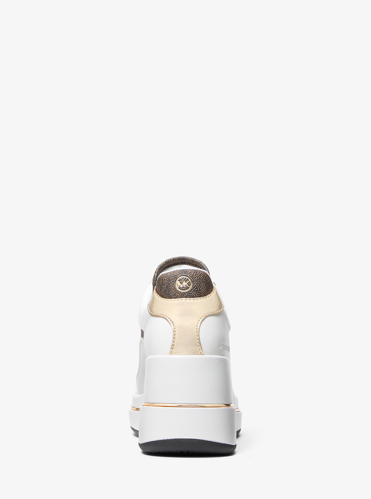 Emmy Signature Logo and Leather Wedge Trainer - BROWN