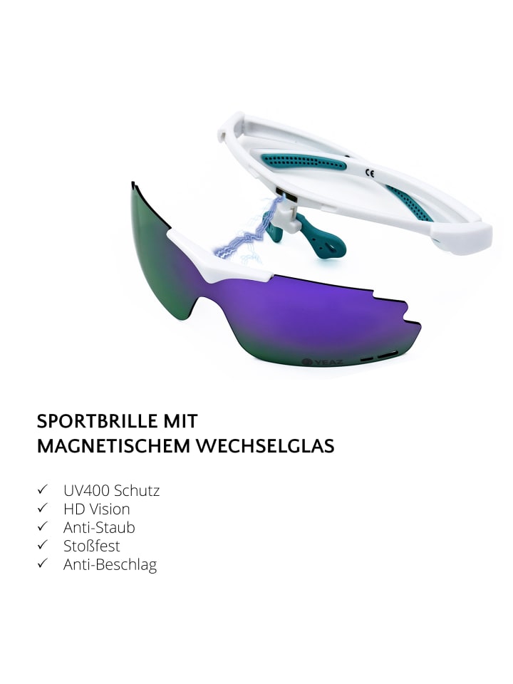 YEAZ SUNUP Set Magnet-Sport-Sonnenbrille in mattweiß günstig kaufen onesize