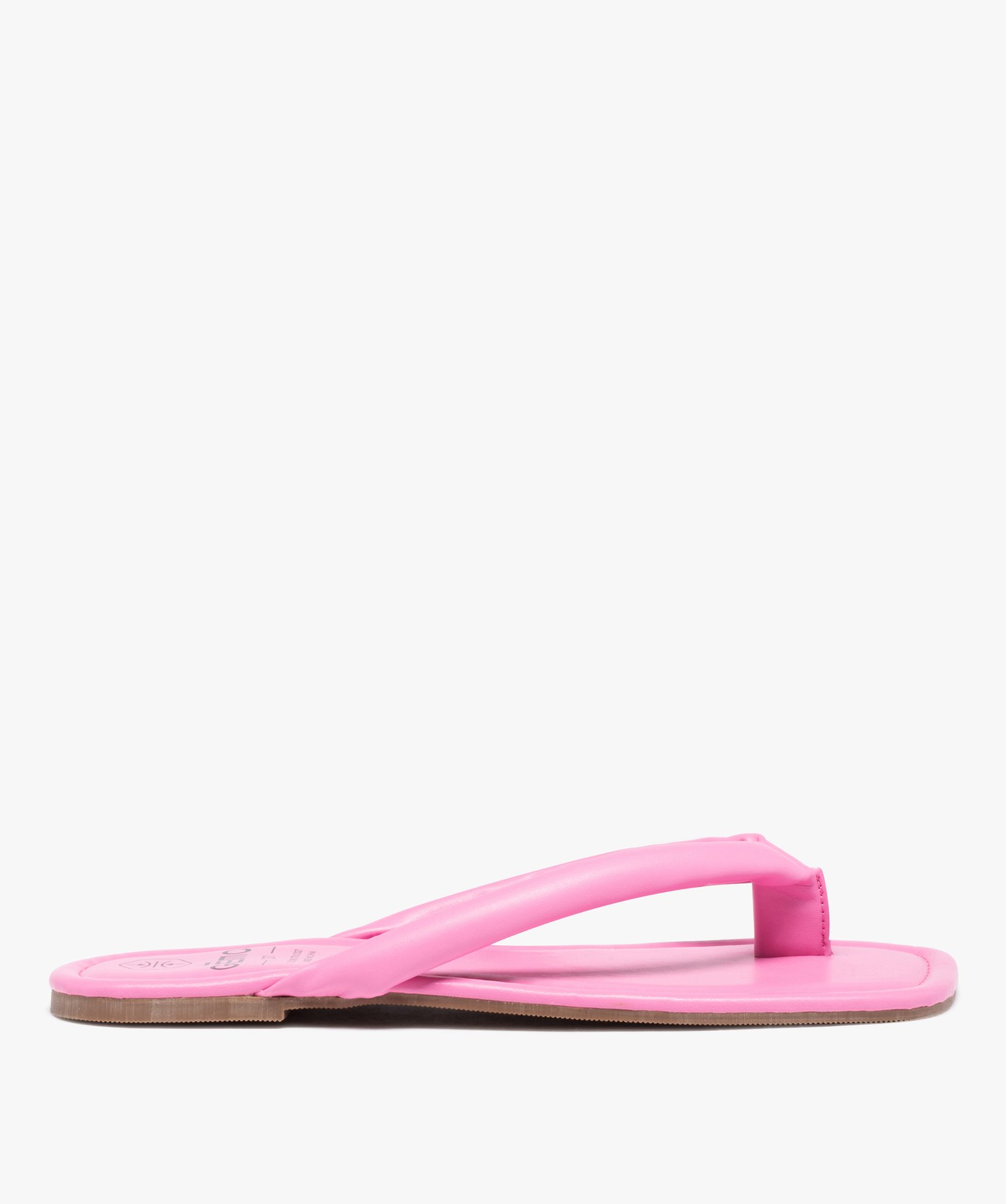 Sandales femme à entre-doigts uni matelassé rose | GEMO