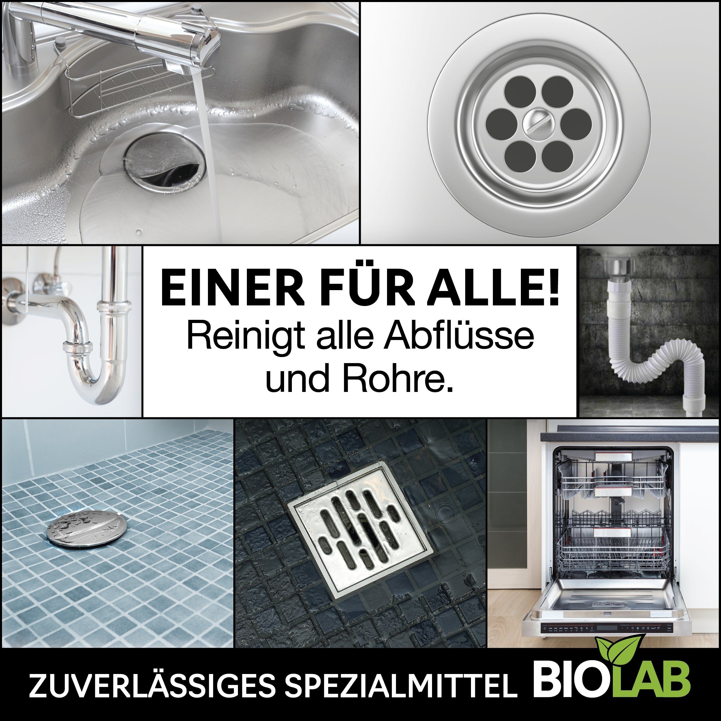 BIOLAB Abflussreiniger Rohrreiniger (mit Haarweg Formel, [1-St. 1000 ml reichen für bis zu 10 Anwendungen)