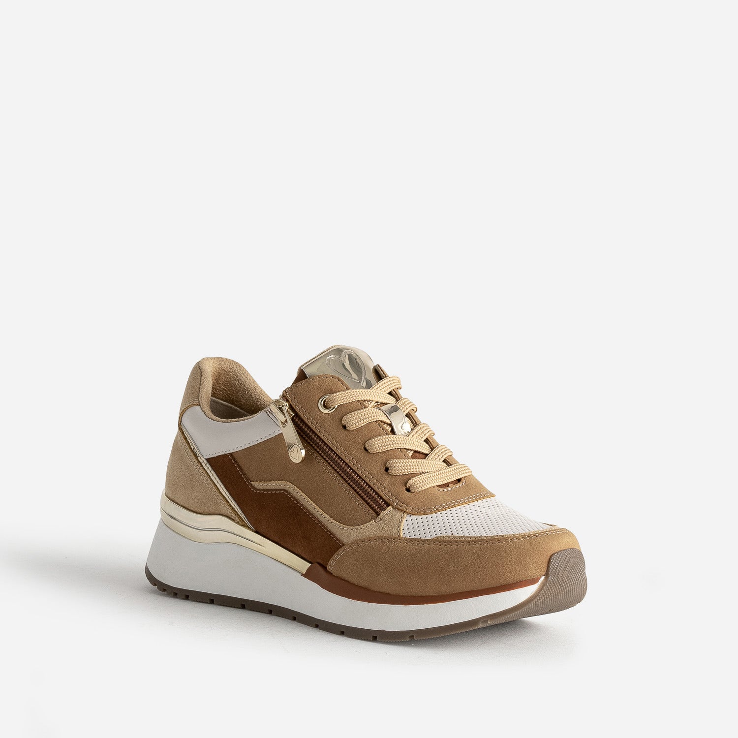 Tennis MARCO TOZZI camel, beige et blanc