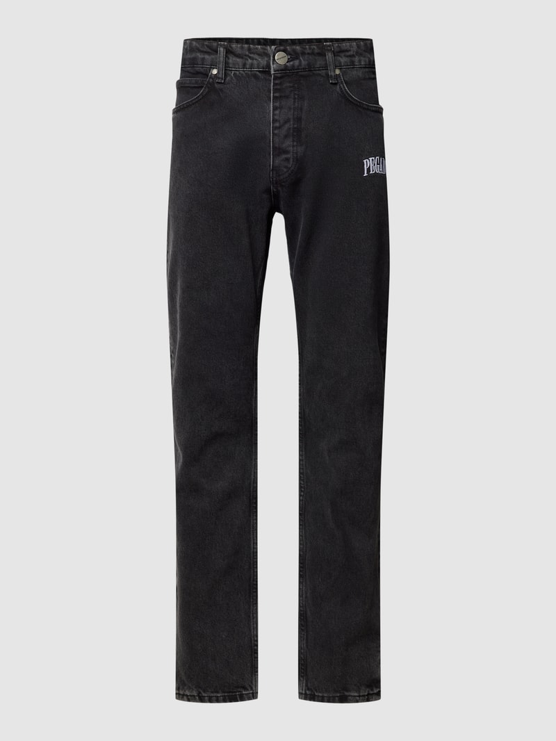 Jeans mit Label-Stitching Modell 'Carpe' in schwarz