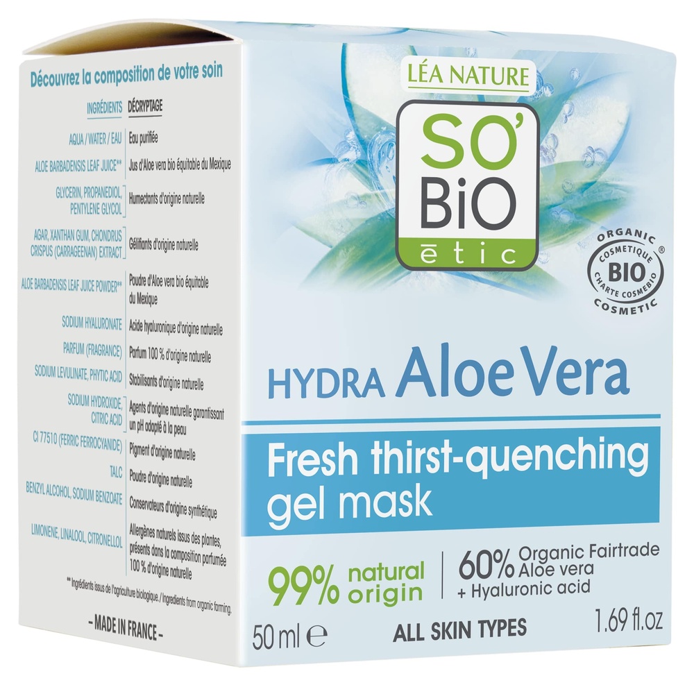 LÉA NATURE SO BiO étic Masque-gel frais désaltérant, tous types de peaux,               Hydra Aloe Vera Masque gel