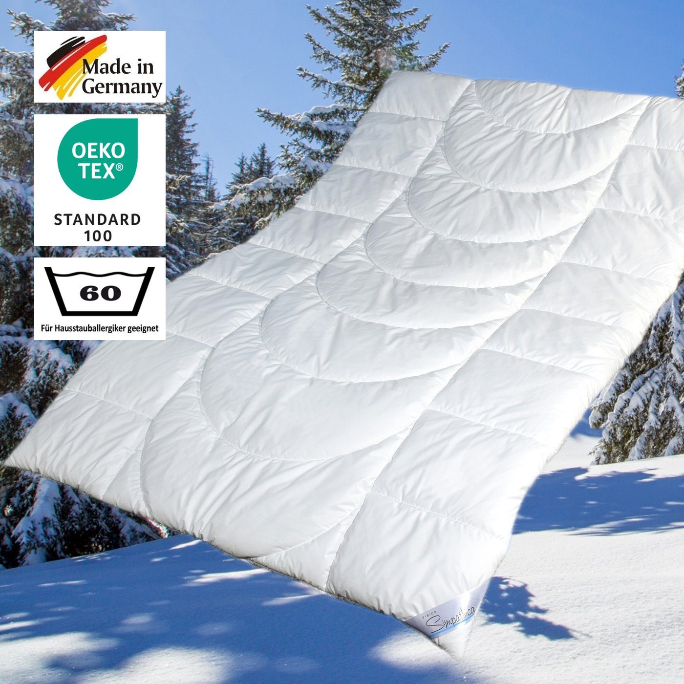 Microfaserbettdecke, Warme Allergiker Winter Bettdecke Duo Steppbett Klimafaser 135x200 60°, Sympathica, Hergestellt in Deutschland