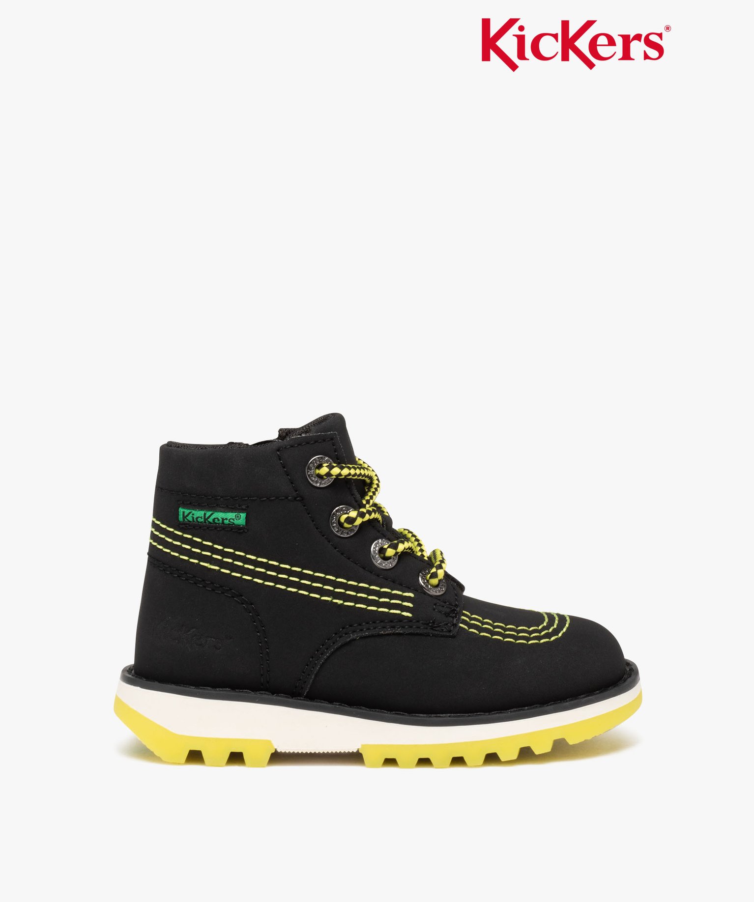 Boots Garçon bicolores à lacets et à zip - Kickers noir | GEMO