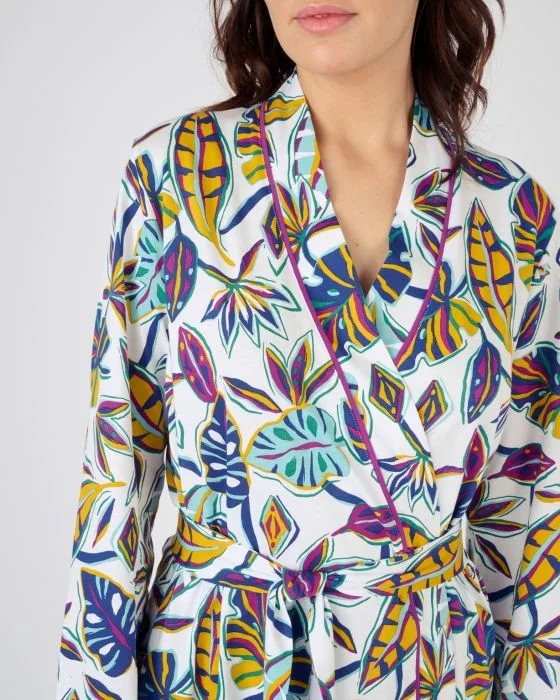 Robe de chambre imprimée pur coton peigné