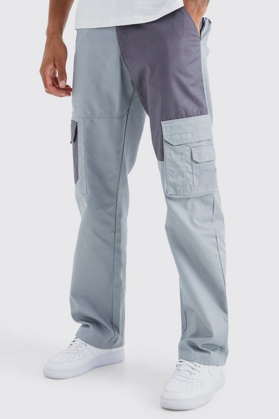 Tall lockere Colorblock Cargo-Hose mit Logo