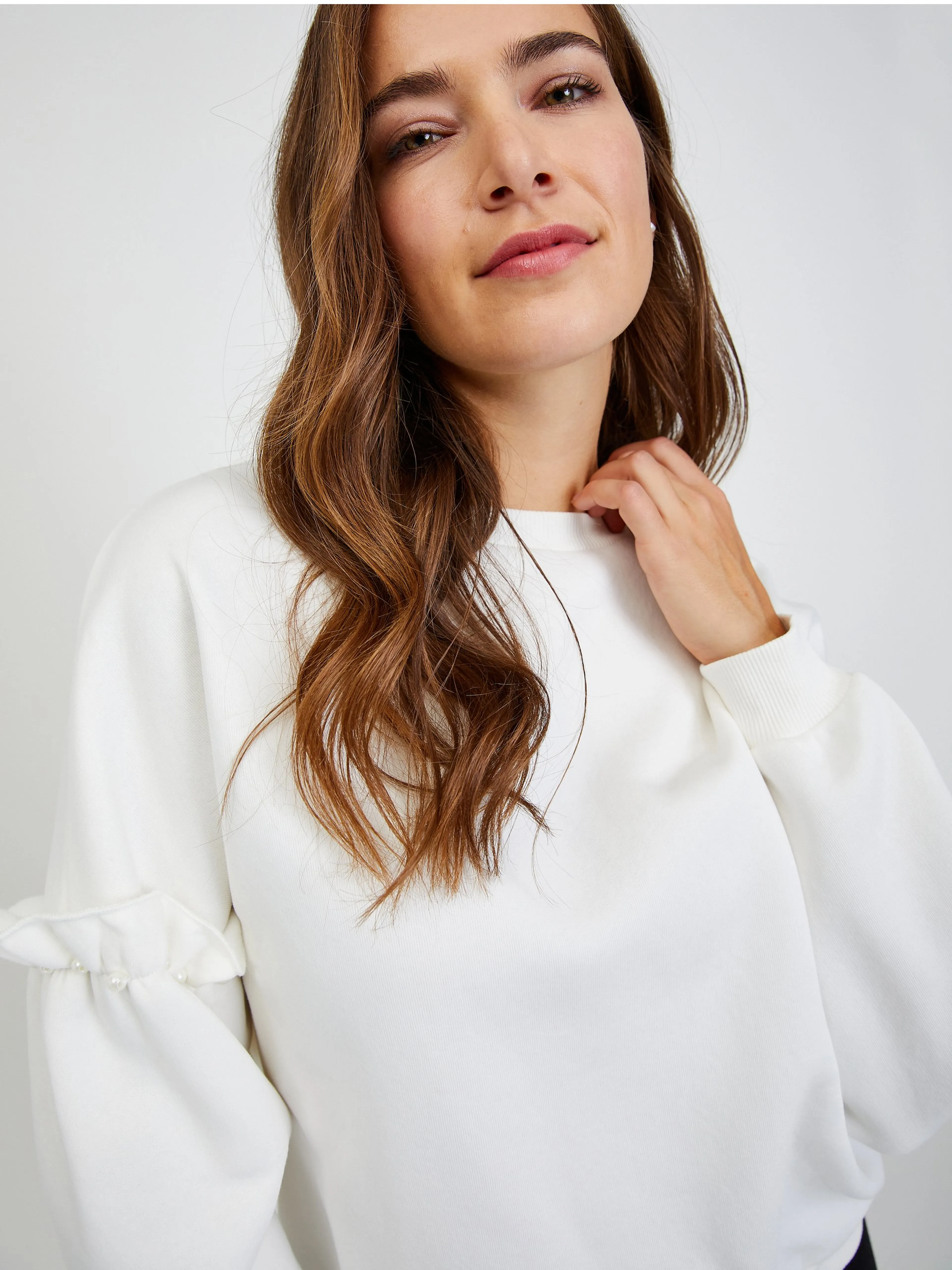 Weißes Damen Sweatshirt Oversize mit Ballonärmeln ORSAY
