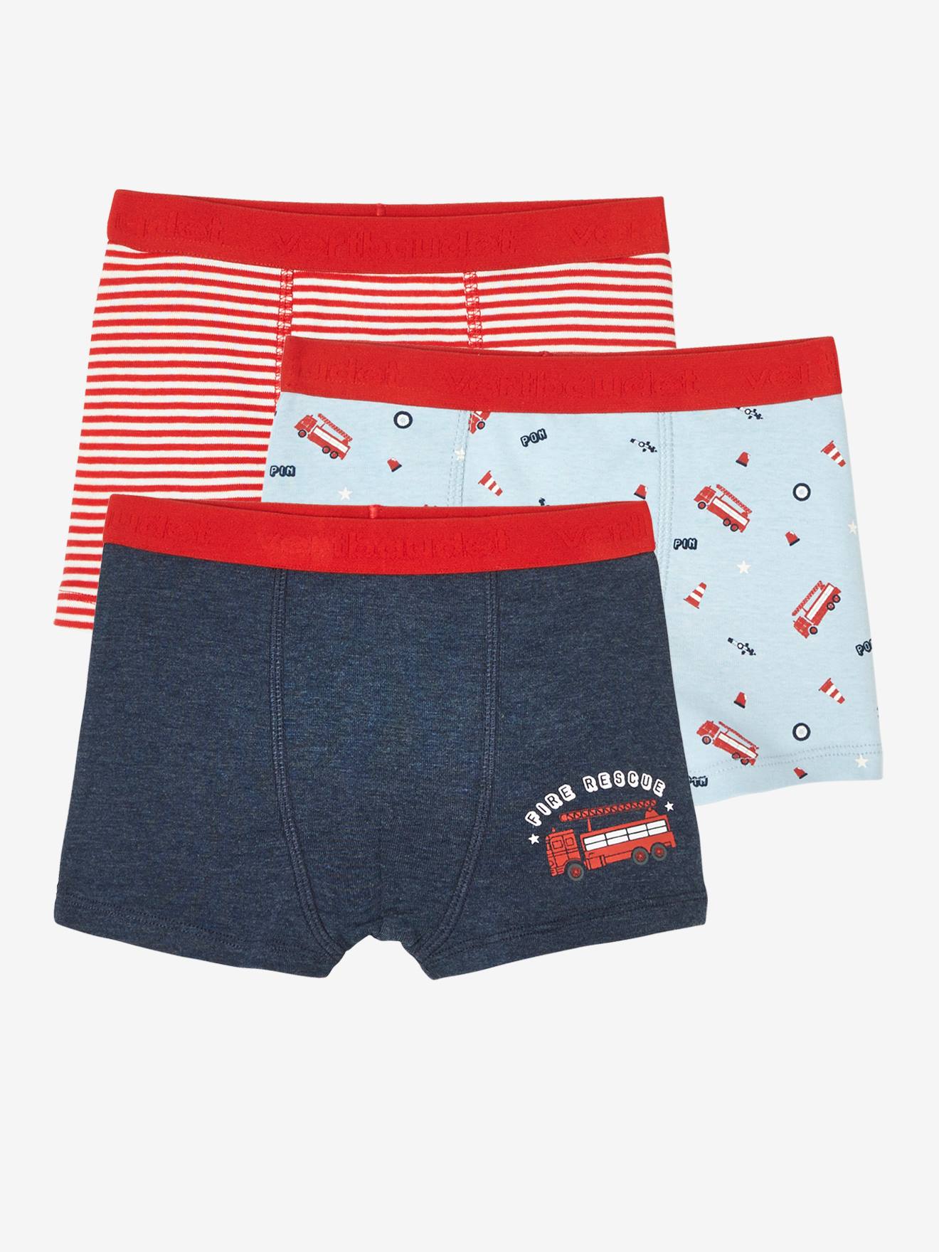 Vertbaudet 3er-Pack Jungen Boxershorts FEUERWEHRMANN Oeko Tex - pack rot/nachtblau