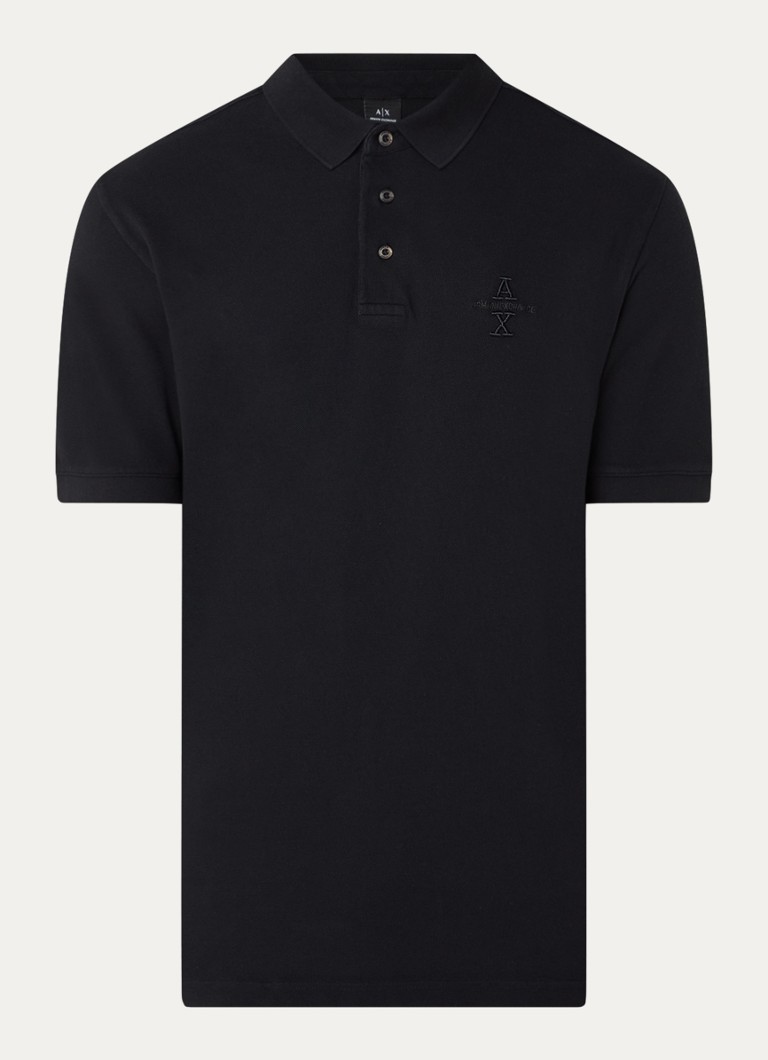 Polo Armani Exchange, vestibilità classica in piqué di cotone con logo ricamato