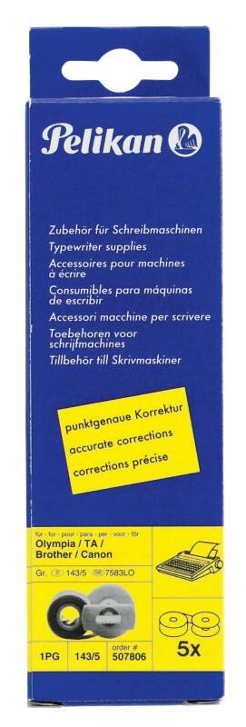 Pelikan Korrekturband für Schreibmaschinen Schwarz GR143 5 Stück