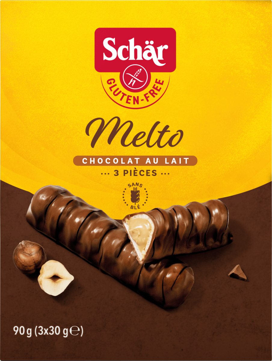 Schokoriegel, \Melto\ Chocolat au Lait, glutenfrei (3 Stück), 90 g