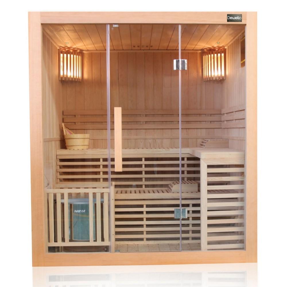 Dewello Finnische Sauna SARNIA 180cm x 140cm x 200cm